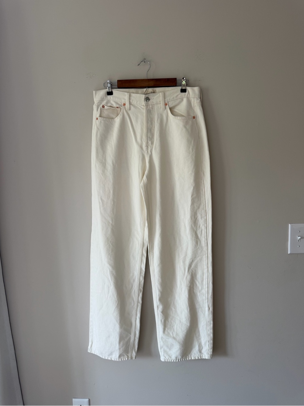 Universal Thread Wide-Leg Mid-Rise 90s Baggy Cream Denim Pants Size 6